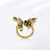 Sophisticated Black Agate Butterfly Ring For Women Unique Adjustable Copper Accessory Fashion
