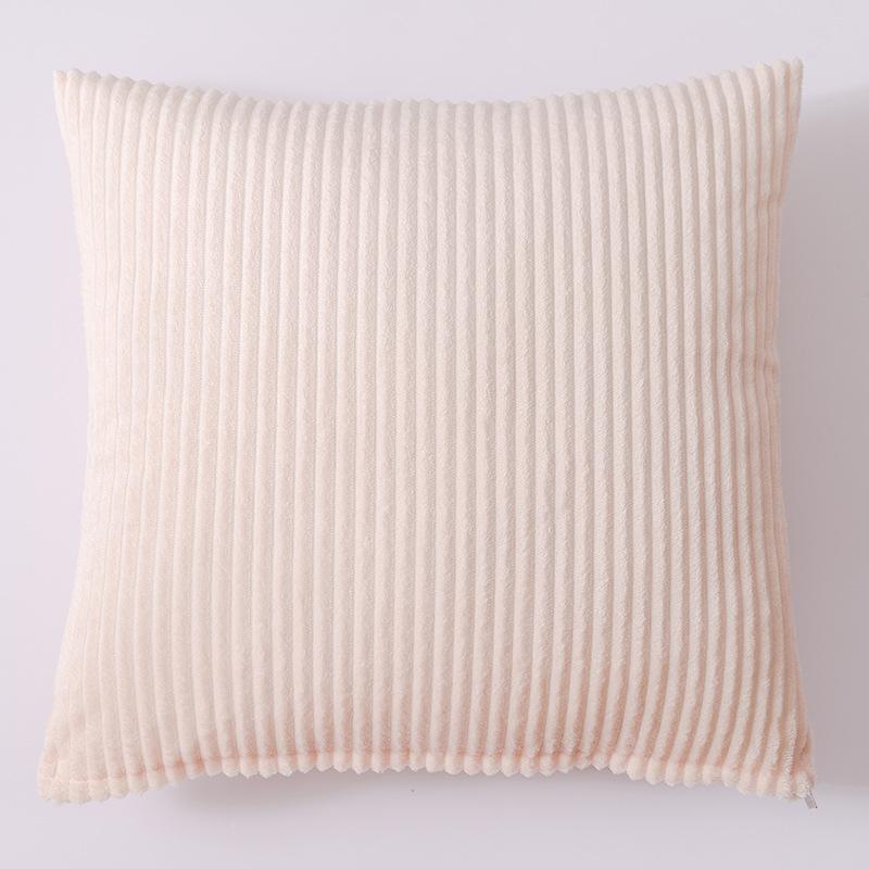 Soft Striped Home Decorative Throw Pillow Covers, Square Corduroy Cream Cushion Cases