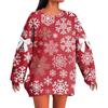 Ladies' Christmas Printed Bow Round Neck Long Sleeved Loose Pullover Sweater Sweatshirt Top
