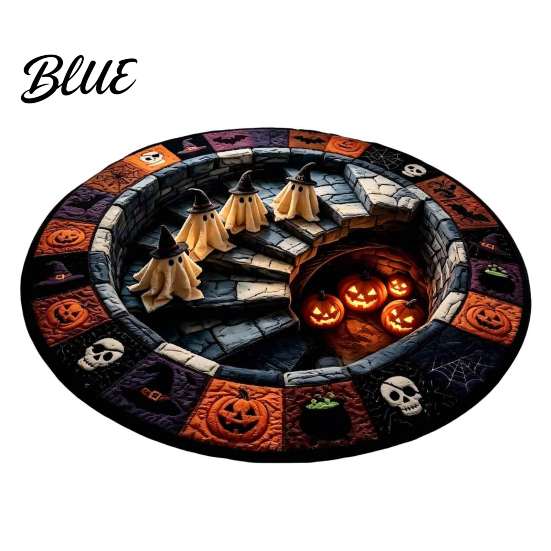 Ghost Pattern Carpet with Spooky Rug Halloween Staircase Area 3D Haunted Stair Round Theme Floor