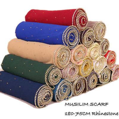 Turbante musulmano in chiffon di perle Hijab con strass caldi Sciarpa Baotou da donna