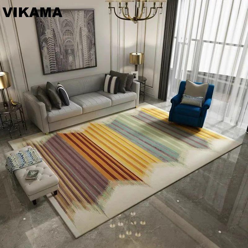 

VIKAMA Crystal Pile Scandinavian Style Home Modern Simple Living Room Full Carpet Bedroom Geometric Printed Office Rugs 40x60cm