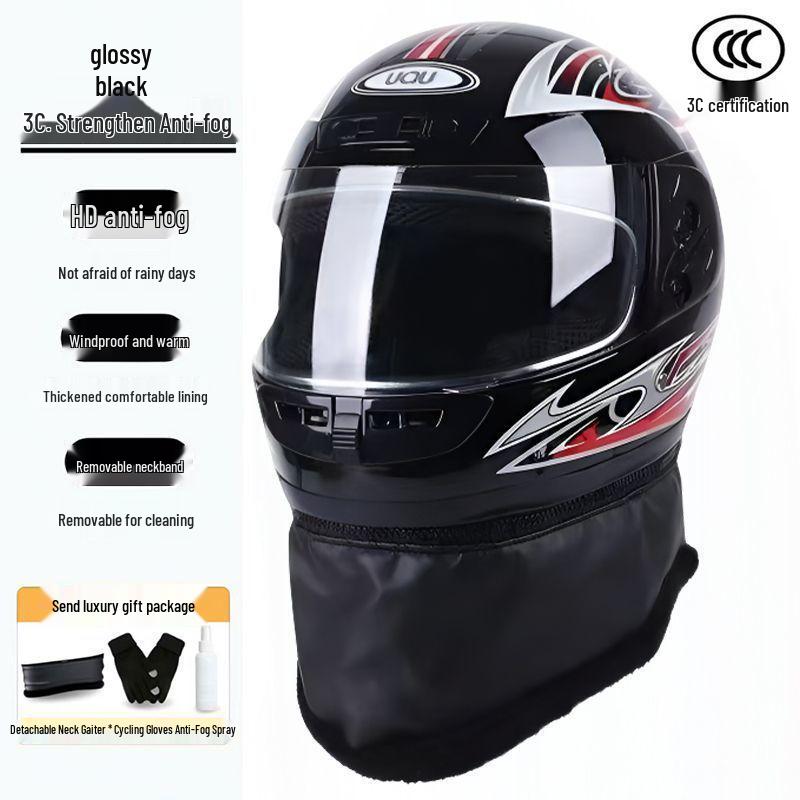 Autumn/Winter Anti-fog Electric Motorcycle Helmet, Class A Safety, Unisex.
