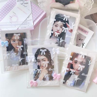 50 protectores de tarjetas fotográficas estilo ballet con estampado de lazo Kpop, bolsas autoadhesivas de polipropileno, fundas para tarjetas, embalaje de regalo, bolsa con autosellado