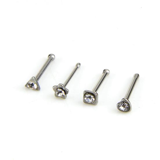 14 sztuk/zestaw Unisex C/O Kształt Rhinestone Stal nierdzewna Nose Stud Piercing Biżuteria