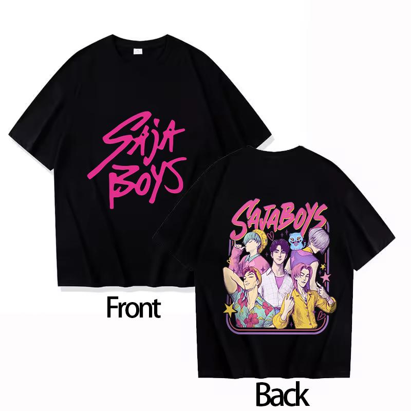 

2026 Saja Boys Cotton Round Neck Boy GirlsTshirt KPOP Demon Hunter Mens Shortsleeved Comfortable Adult Top Parentchild S