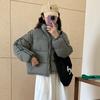 Three-bar short down cotton jacket women's winter new American kendou bread suit short coffee color hooded outside