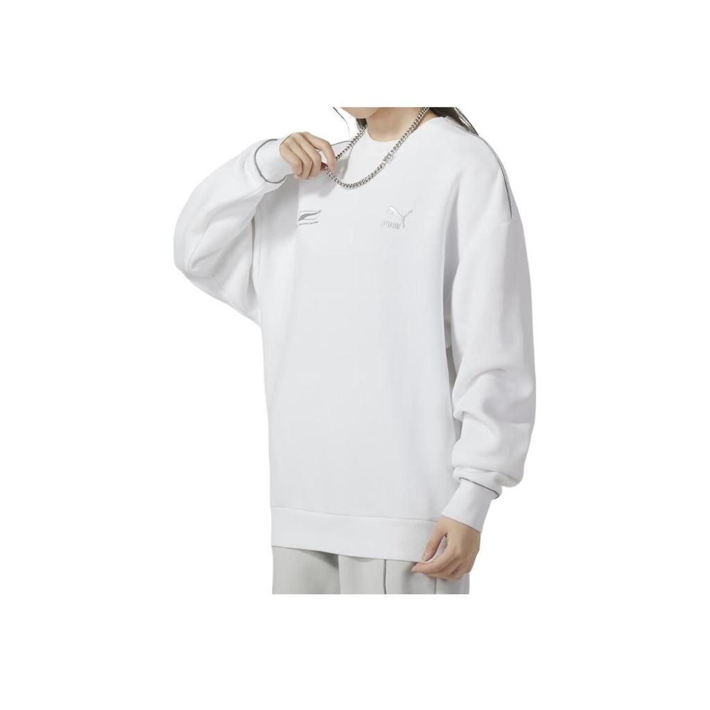 Puma Solid Color Casual Crew Neck Loose Sweatshirt Unisex Sweatshirt White 625075-02