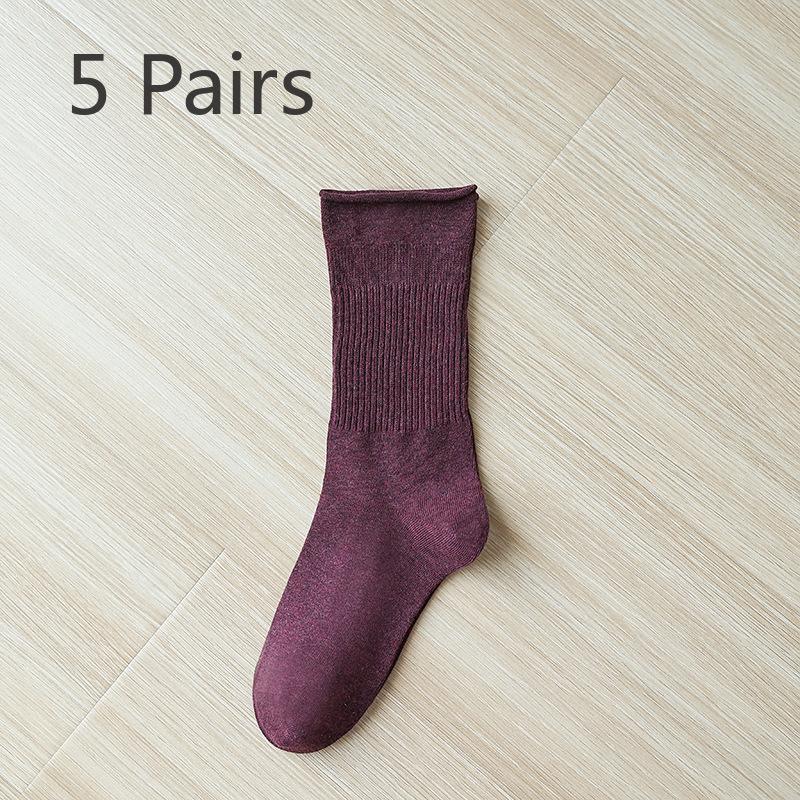 

5 пар носков средней длины из чистого хлопка, которые отлично подойдут женщинам осенью и зимой 5 Pairs фиолетовый