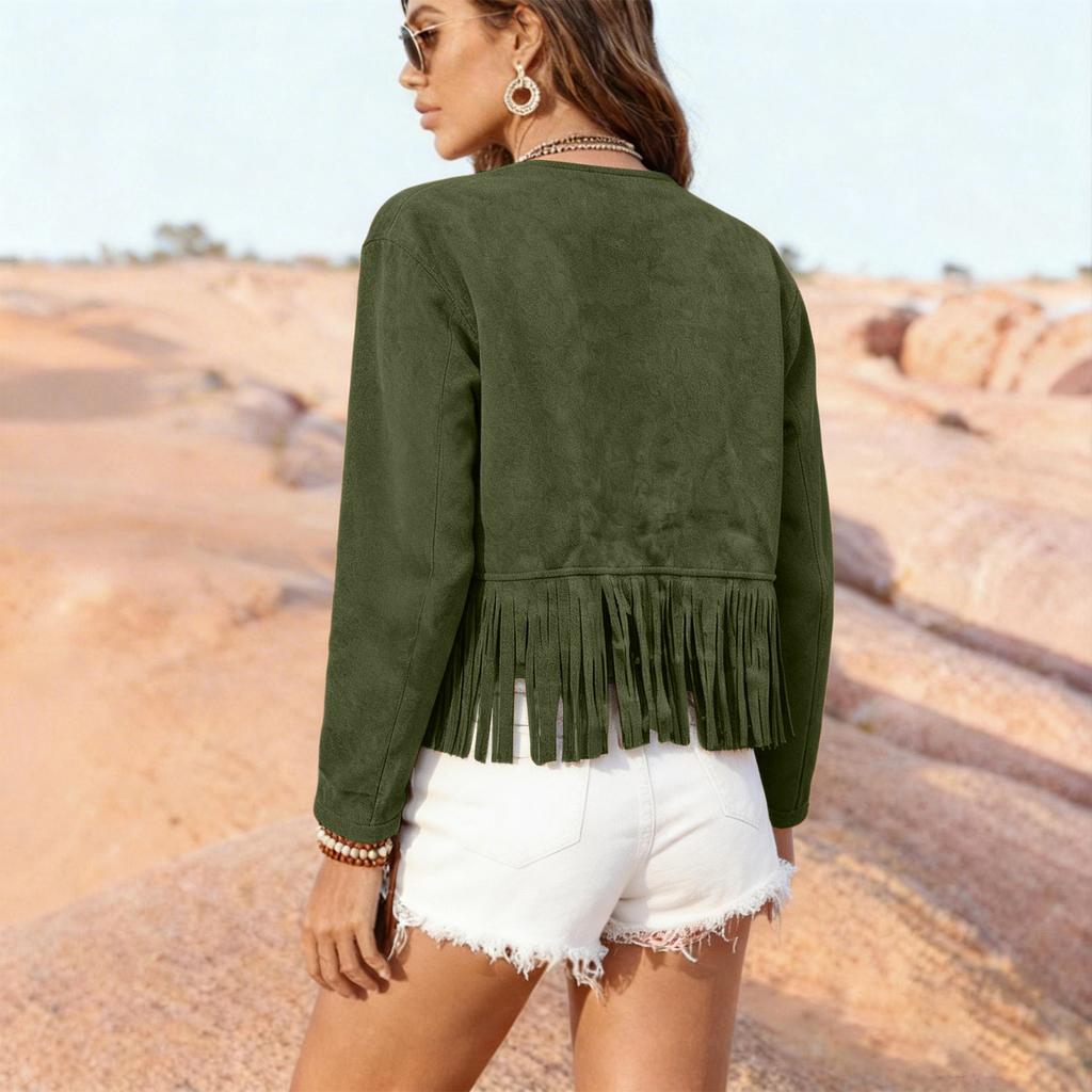 Fashionable Women's Tassel Vest, Faux Suede Sleeveless Jacket, Coat.