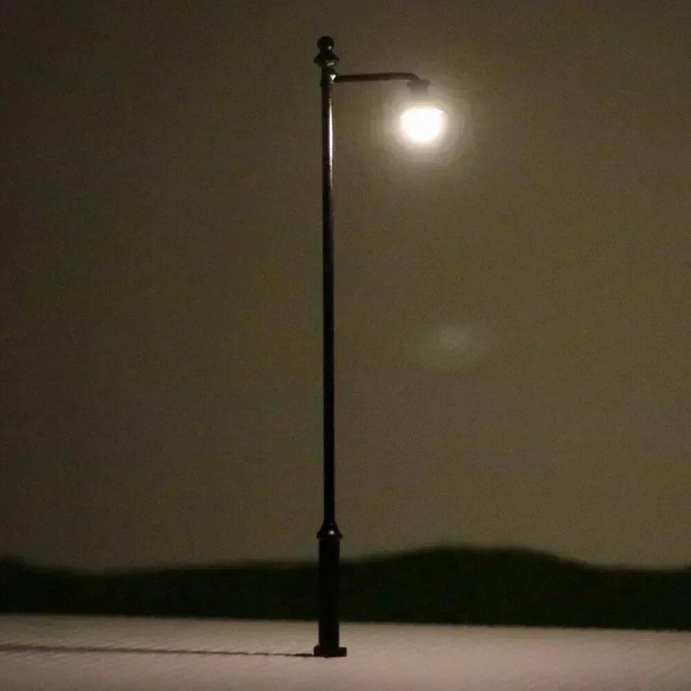 New Post Street 1:87 3.54" 5pcs LED Lamp Lights Railway Scale Warm White 90mm AC/DC Building Lampposts Models