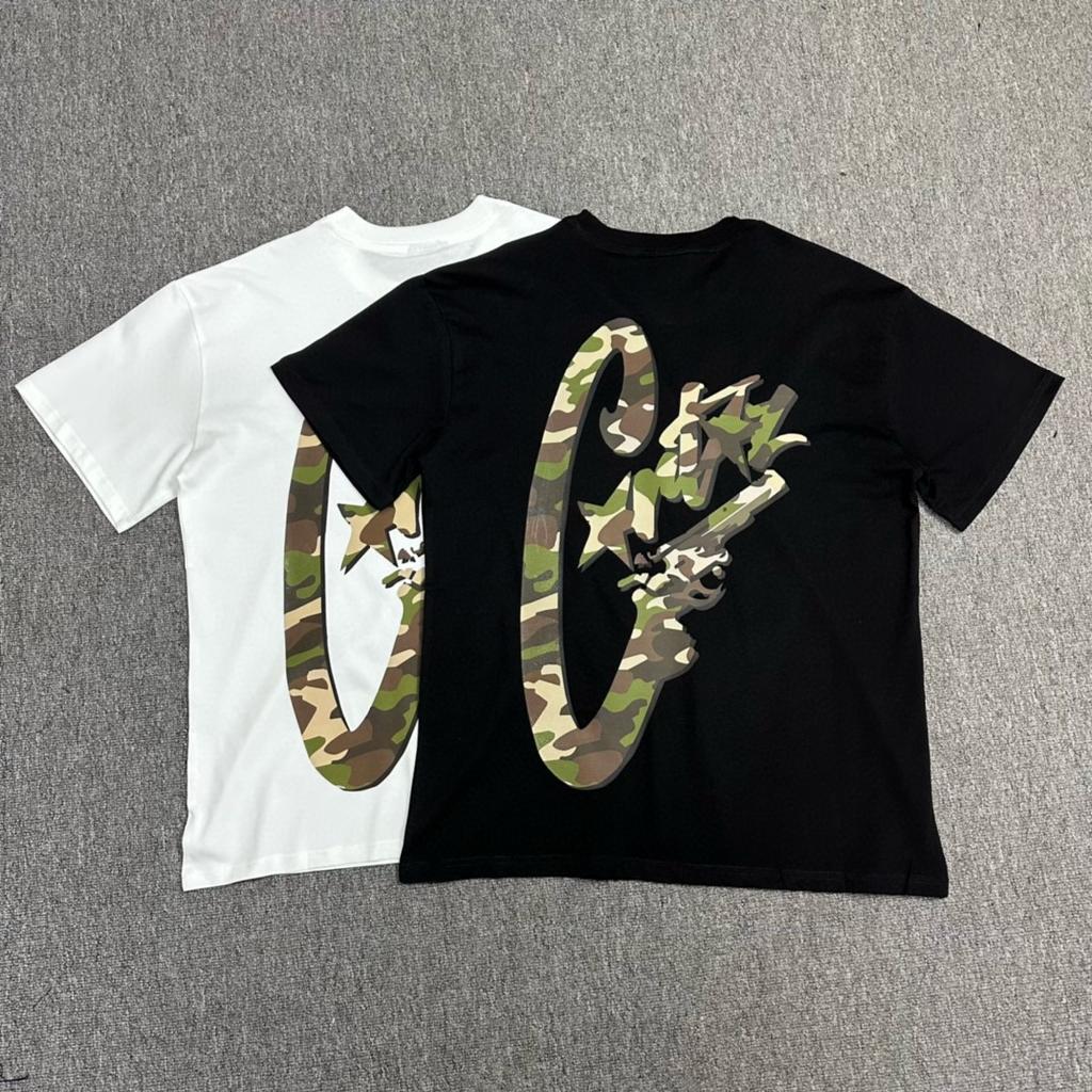 GLYDE New Devil Island Camouflage Lettering Short Sleeve T-shirt Loose Casual Sle Street Fashion Summer Top