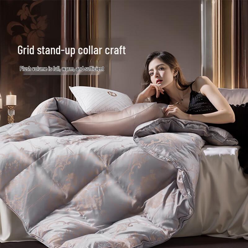FUANNA 95% Grey Goose Down Winter Comforter - Paris Grey, 152x210cm
