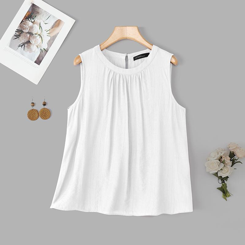 ZANZEA Women Summer Solid Color Loose Casual Sleeveless Tank Tops