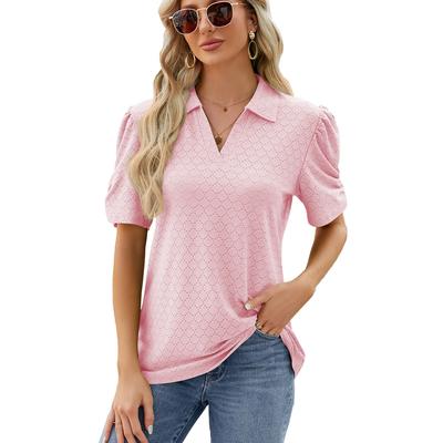 Summer Solid Colour V-Neck Short Sleeve Loose T-Shirt Tops for Women
