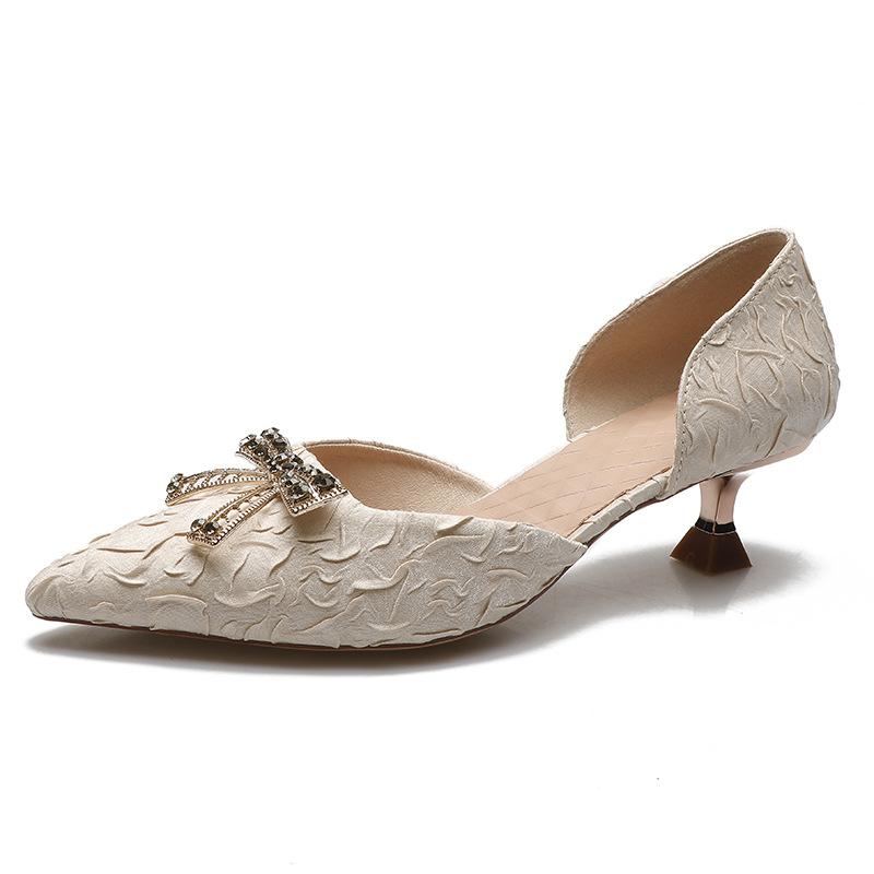Sandals women's new women's fashion high-heeled stiletto mid-heeled pointed bag head hollow single shoes