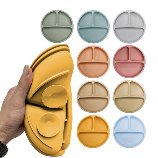 Yousheng Baby Cutlery Grid Partitions Food Grade Soft High Temperature Resistant Silicone Suction Cup Baby Cutlery Bowl Dining Accessories