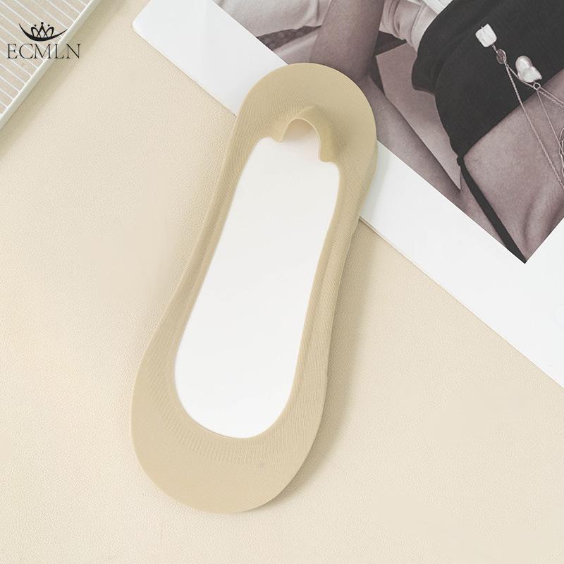 Women Ice Silk Boat Socks Foot Padded Silicone Anti Slip Thick Sponge Bottom Soft Comfortable High Heel Shockproof Invisible Socks
