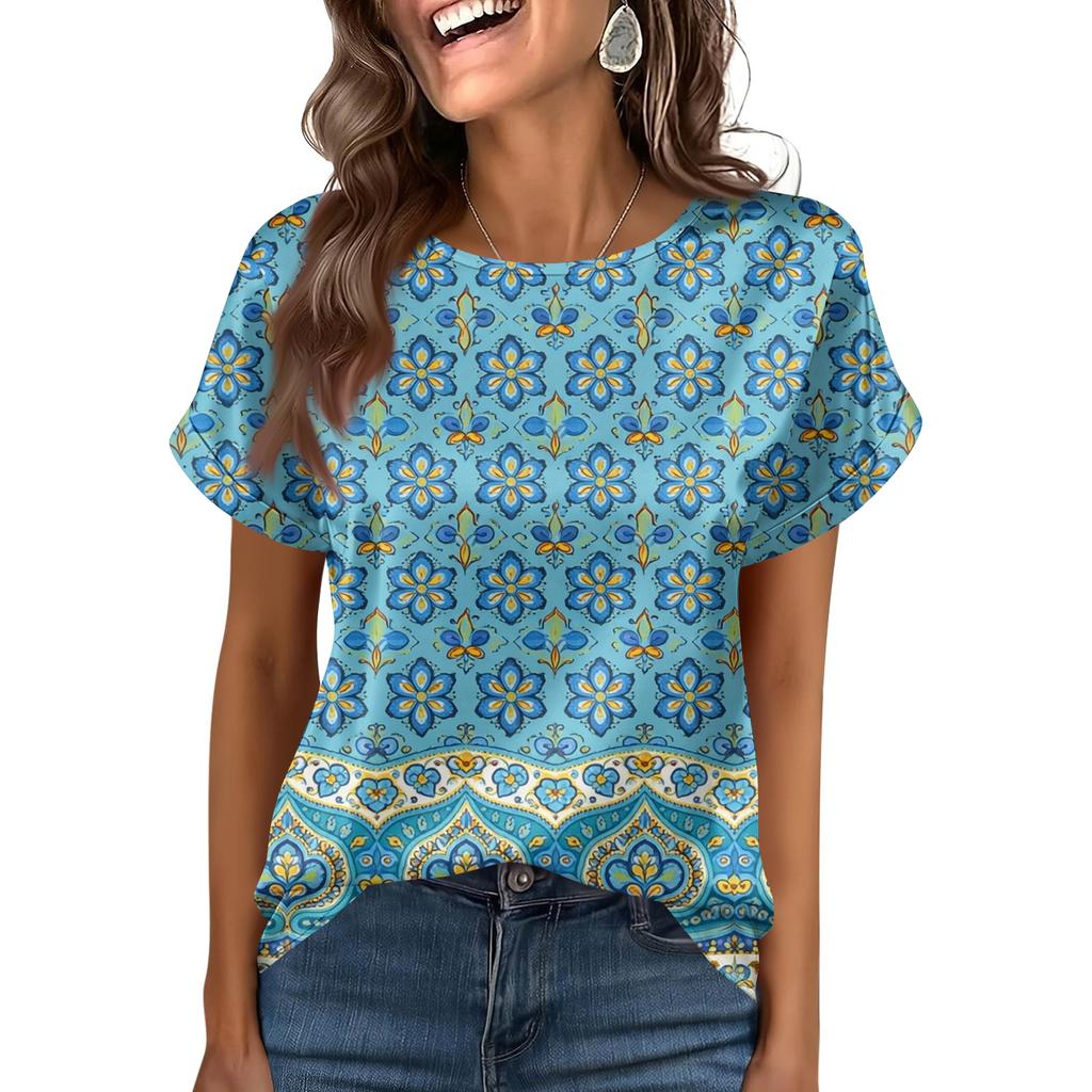 Modisches Lässiges Vintage Bedrucktes Damenoberteil