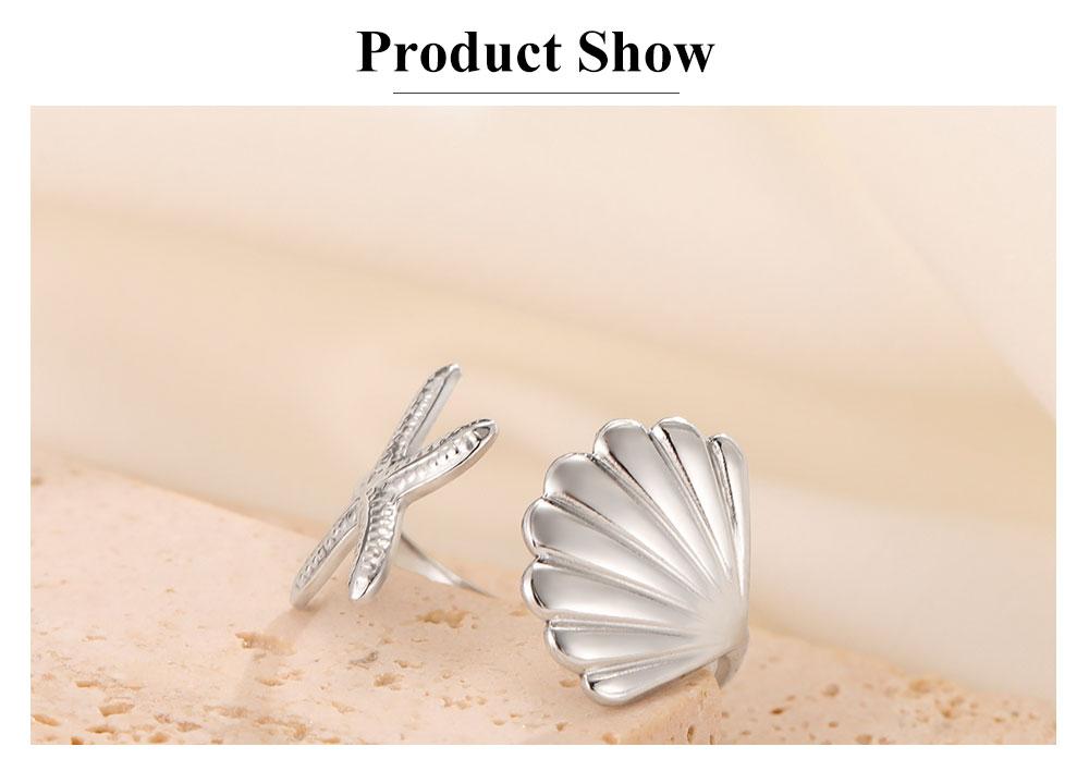 Cazador Adjustable Shell Starfish Rings for Women Stainless Steel Summer Beach Jewelry Gold Color Open Finger Rings 2026 Trendy