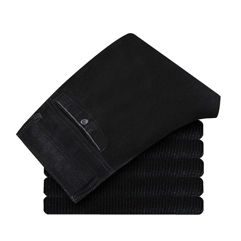 

Corduroy Men s Pants Middle-aged Straight Wide Men s Striped Pants Middle-aged High-waisted Long Pants 40 чорний