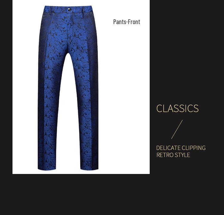 Men's Cross-border Hot-selling Jacquard Two-piece Evening & Business Casual Suit.