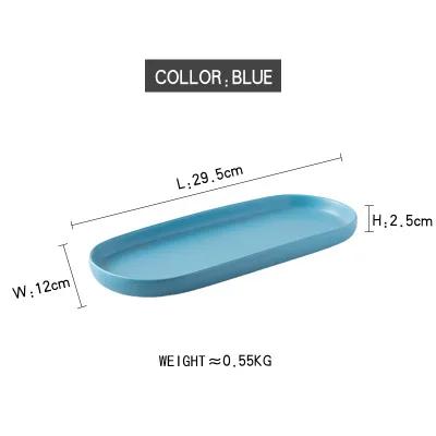 

Ceramic Tray Nordic Colorful Western Food Dessert Plate Multi-function Jewelry Cup Set Tray Home Kitchen Storage Supplies синий