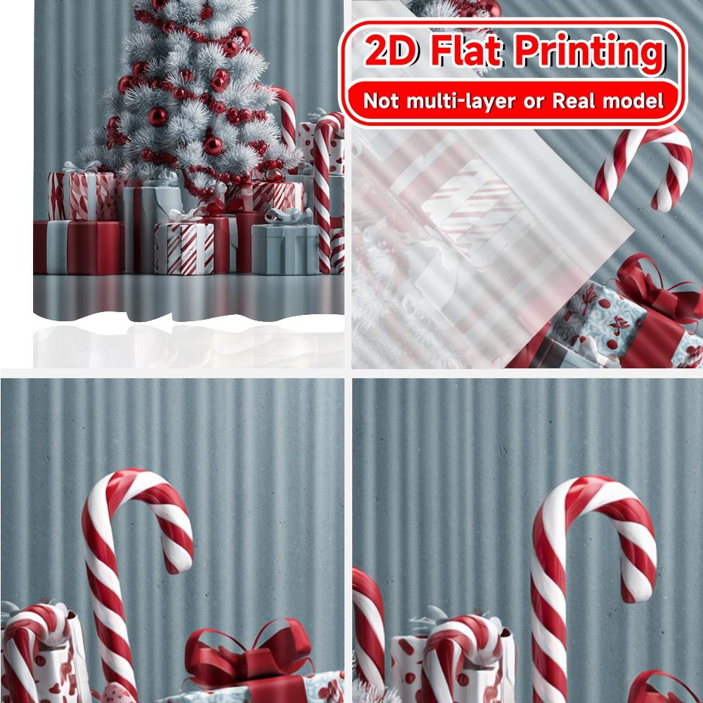 2D Flachdruck 2 Stück Candy Cane Wonderland Beliebte Vorhänge Digital Bedruckte Garnvorhänge Dekorationen Verwendung für Wohnzimmer