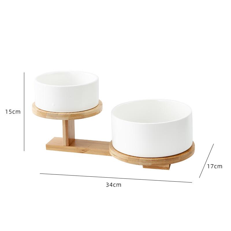 Ceramic Fruit Plate Solid Color Fruit Salad Bowl Two-piece Wooden Base Dessert Snack Tray Dishes Decorative Bowl Plate Tableware