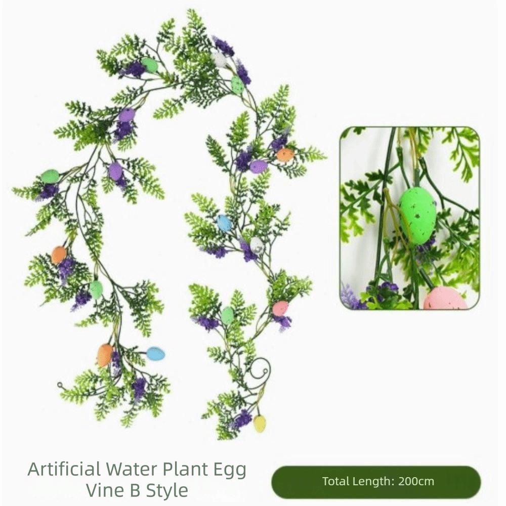 Green Leaf Easter Eggs Tactile Soft Rubber Simulation Flowers Vine Decorations Colorful Egg Artificial Eucalyptus