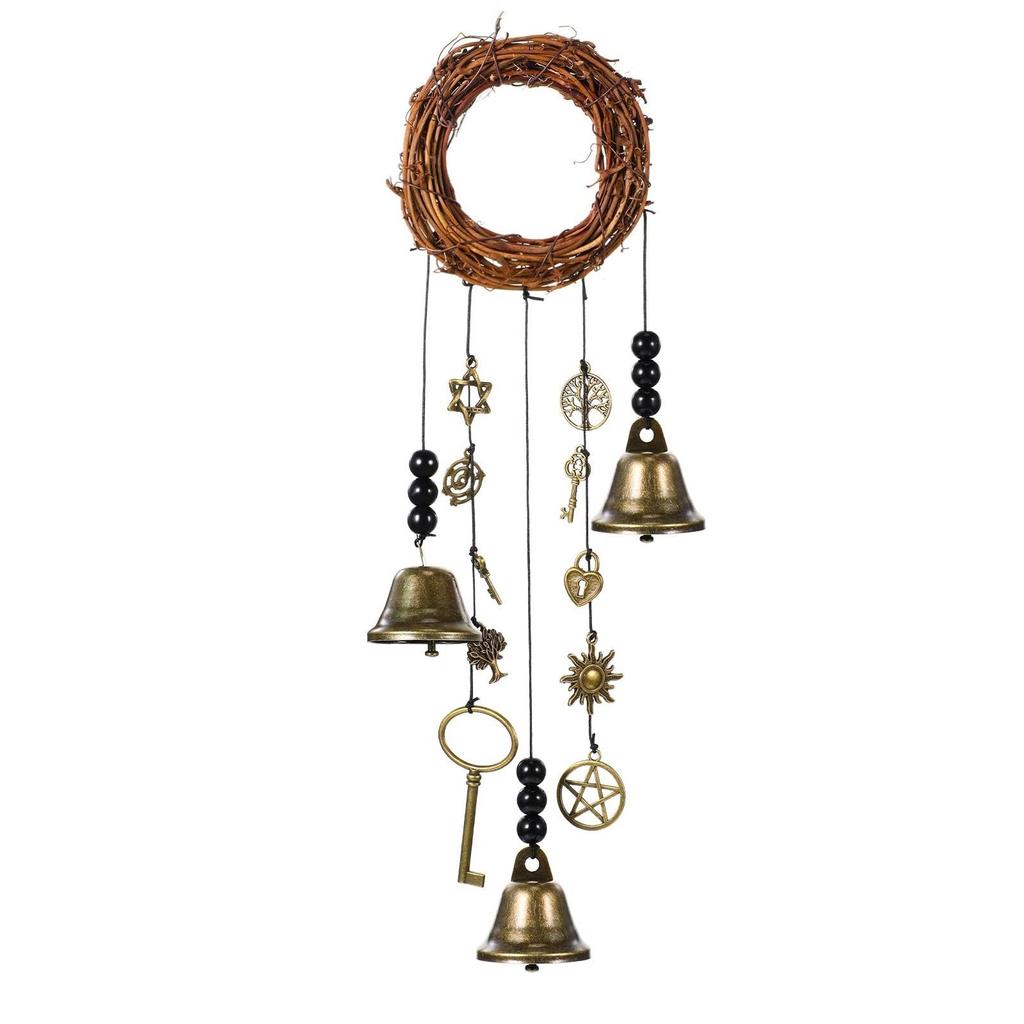 Witch Bells Protection Hangers Wreath Handmade Hanging Magic Wind Chimes for Home Door Doorknob Witchcraft Decora