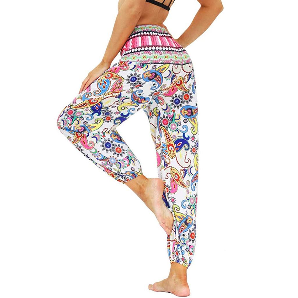 Women Fashion Casual Print Casual Loose Sports Yoga Pants Pants