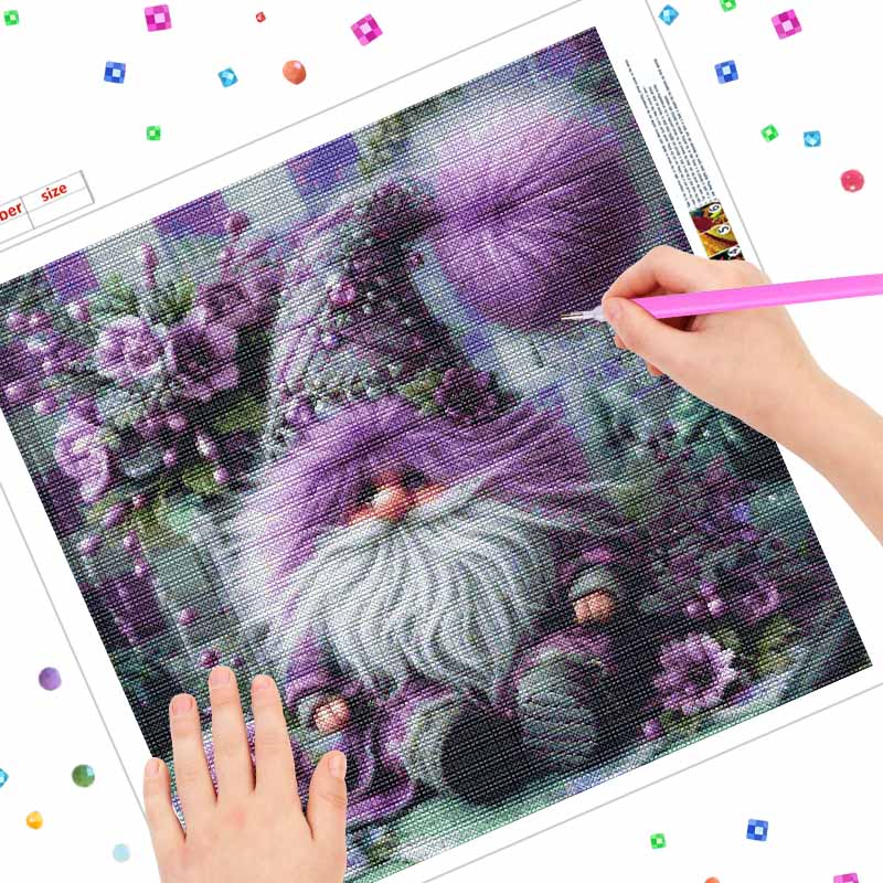 DIY Diamond Painting Canvas Kit for Adults Gnome Colorful Rhinestone Craft for Stress Relief Living Room Wall Decoration Gift