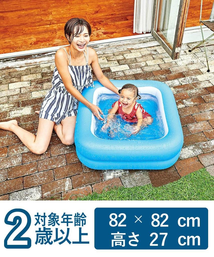 JILONG Square Box 82 x 82 x 27cm Pool, Blue, (Inflated Size), JL-670623