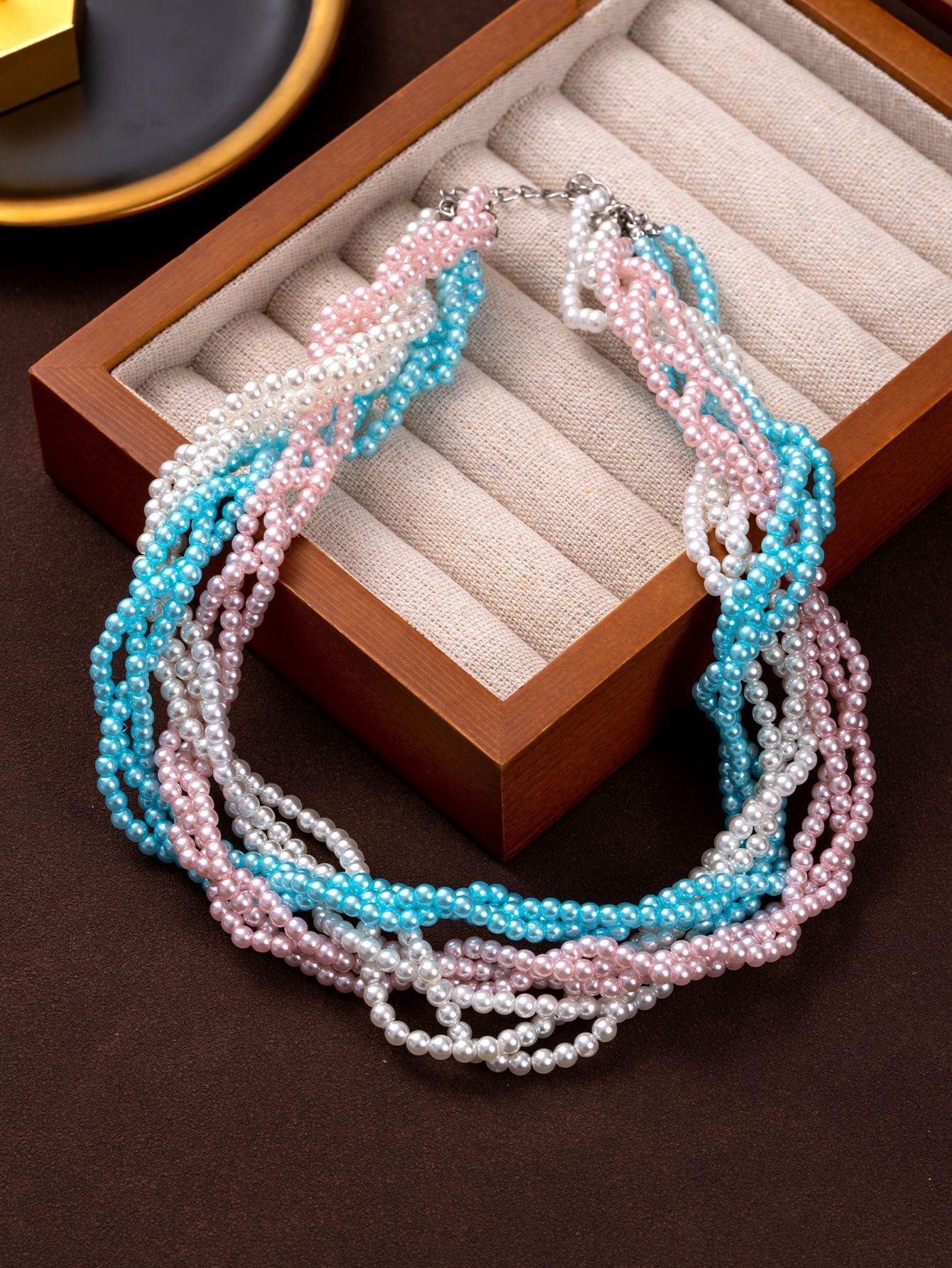 Новое модное универсальное разноцветное жемчужное ожерелье, легкая роскошь, нишевый дизайн, высококачественная ключичная цепочка, модный чокер с индивидуальностью разноцветный