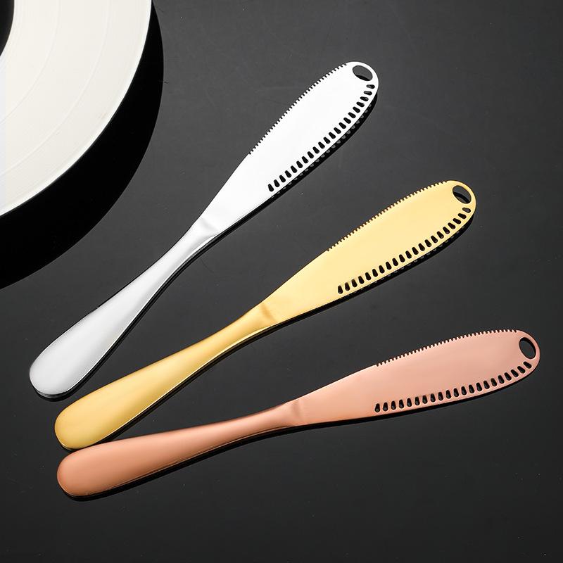 Stainless Steel Serrated Butter Knife with Holes for Spreading Cream Cheese and Jam