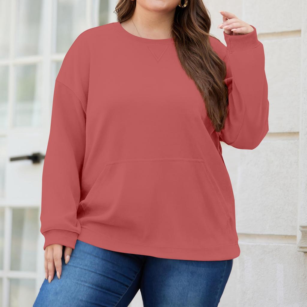 Plus Size Sweatshirt For  Women Oversized Crewneck Long Sleeve Pullover Tops