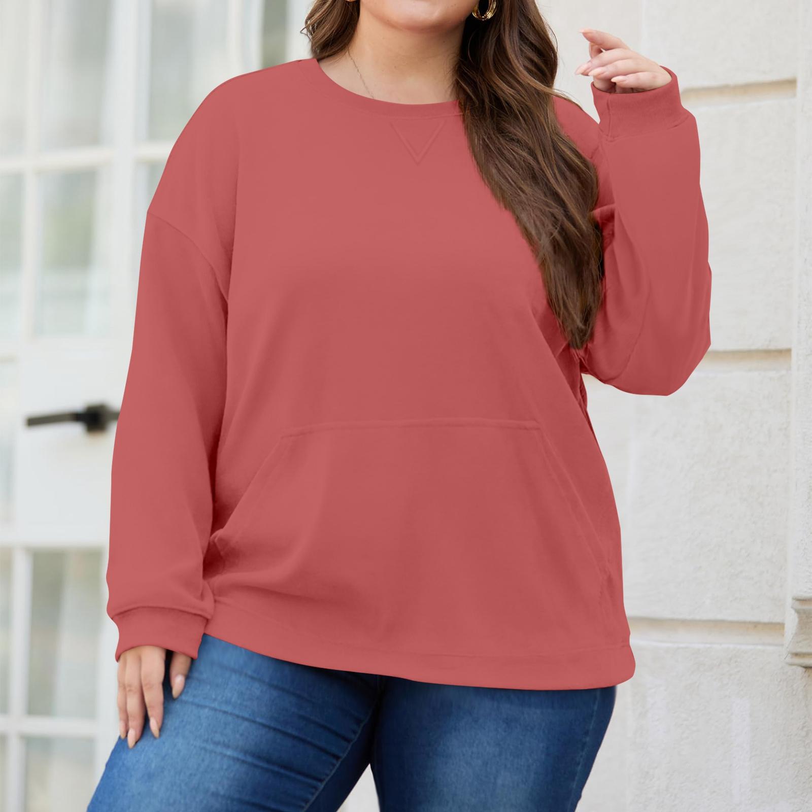 

Толстовка большого размера для женщин, оверсайз, с круглым вырезом, с длинным рукавом, пуловер XL арбуз красный