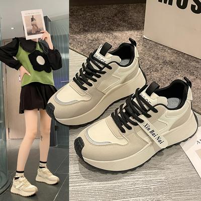 Platform Dad Shoes Women'S Casual Running Shoes Heightening Breathable Sneakers Single Shoe Tide