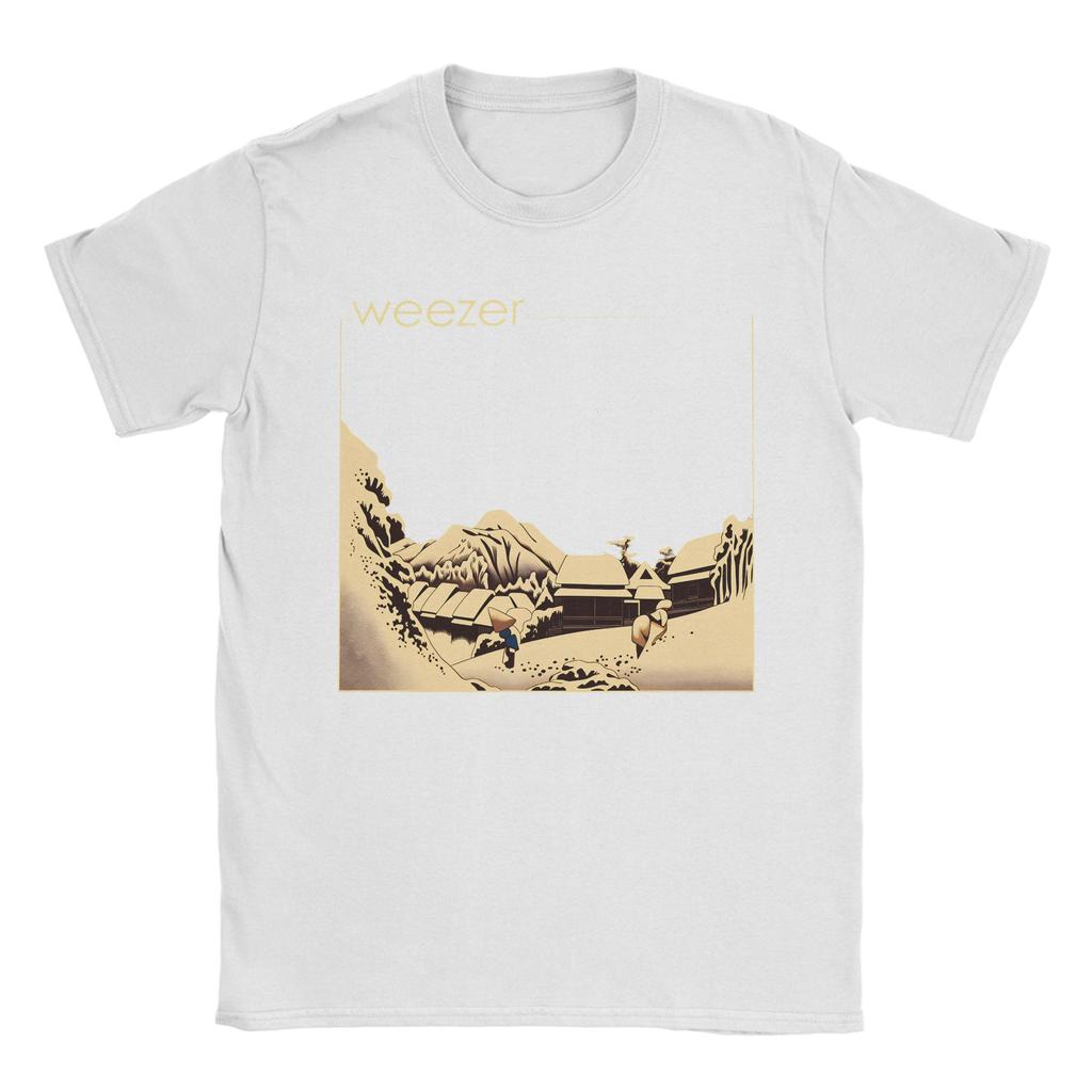 Weezer Band T Shirt Beach  Cotton T Shirts For Men Trending Custom Logo Tee Shirt Short Sleeves Y2K Funny Tees