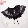 Embroidery Double Layered Lace Up Shawl Wrap Sweet Skirt Decorative Doll Collar Lapel Detachable Fake Collar Top For Women