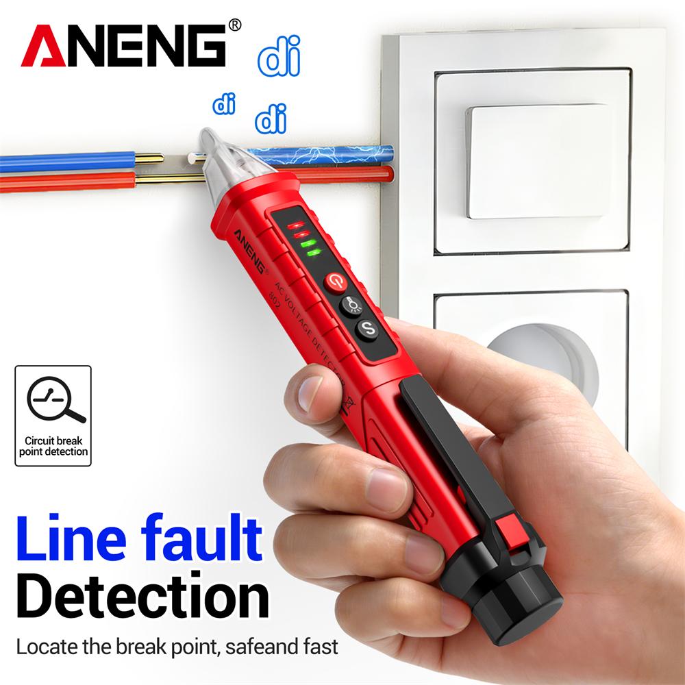 2026 ANENG VD802 Non Contact Voltage Tester 12V-1000V AC NCV Detection Live Wire Test Audible and Visual Alarm Flashlight Portable Electrician Tools