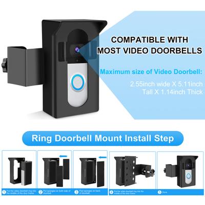 Doorbell Holder Support Bracket Strong Load-bearing Rain Cover Design No Drilling Easy Installation Anti-Theft Video Doorbell Bracket