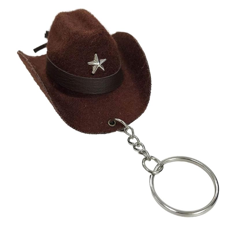 Velvety Leather Cowboy Hat Keychain Handcrafted Key Accessory for Women