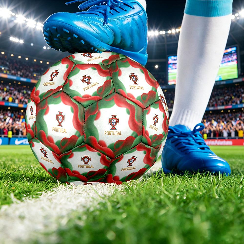 Portugal Football Printed Size 5 Soccer Ball Wear Resistant Standard Adult Training Football Fan Gift for Indoor Outdoor Match Sports