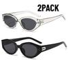 2PACK New Y2K Small Square Sunglasses Women Cat Eye Brand Sunglasses Fashion Trendy Outdoor Goggles Men Punk Sports Sun Glasses