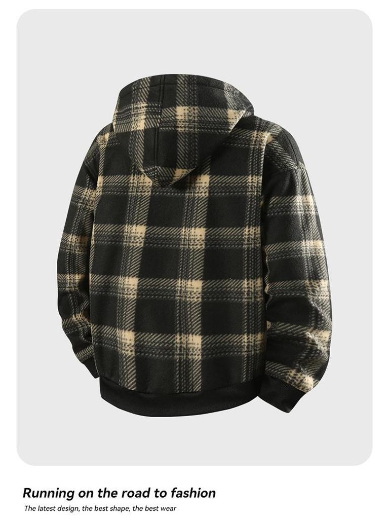 2025 Autumn/Winter Men's Windproof Warm Casual Versatile Plus Velvet Hoodie