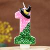 Sequin Number Birthday Candle 0-9 Creative Cake Decoration First Year Number Candle Wizard Hat