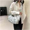 Women Solid Color PU Leather Shoulder Crossbody Bag Pleated Padded Handbag Purse