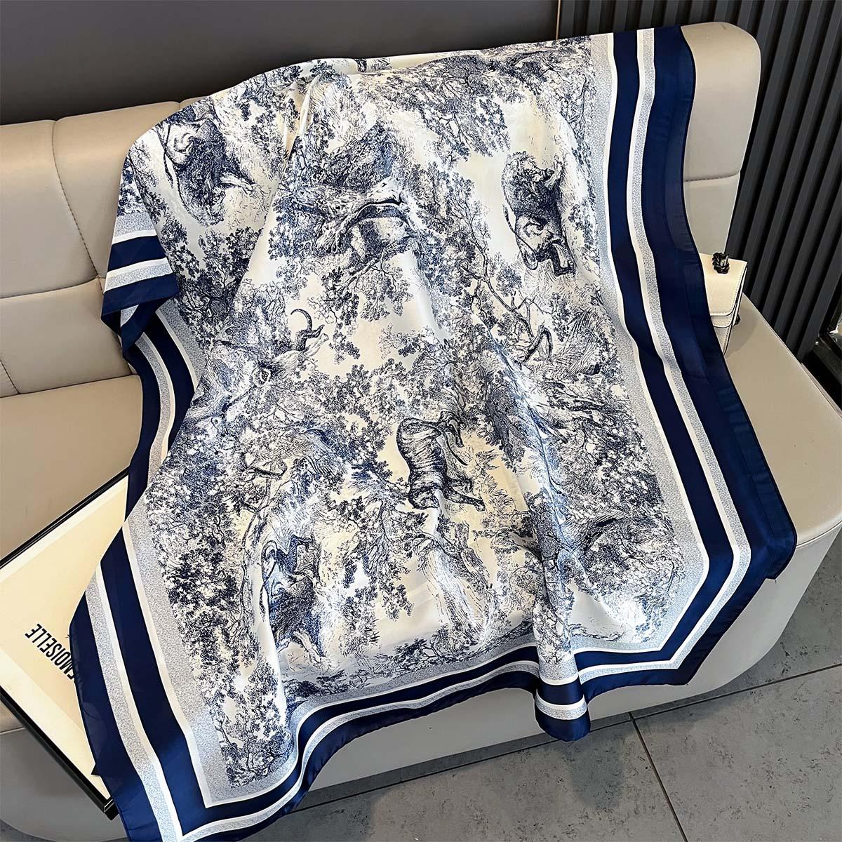 

Spring Summer Autumn Satin Beach Scarf Sun Protection Large Shawl For Women Thin Light Fashion Wrap Poncho Scarves Bandana 85x180cm